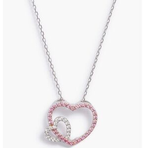 + SUZY LEVIAN + Sterling Silver Pink Sapphire Open Heart Pendant Necklace